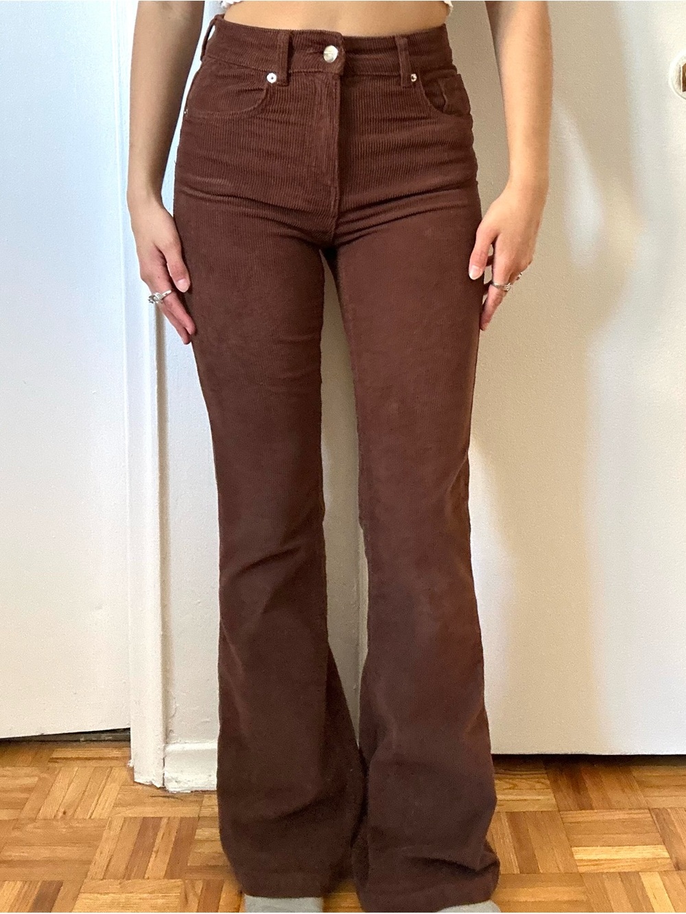 💜 Bershka Jeans Corduroy Flare Brown | Size 4
